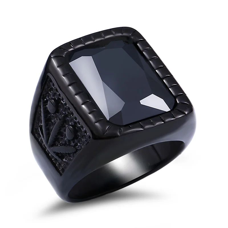 Байер 316L нержавеющая сталь модный хип-хоп черный/кольцо с красным камнем винтажное рок мужское кольцо Высокое качество ювелирные изделия LLBR8-698R - Цвет основного камня: blackandblack