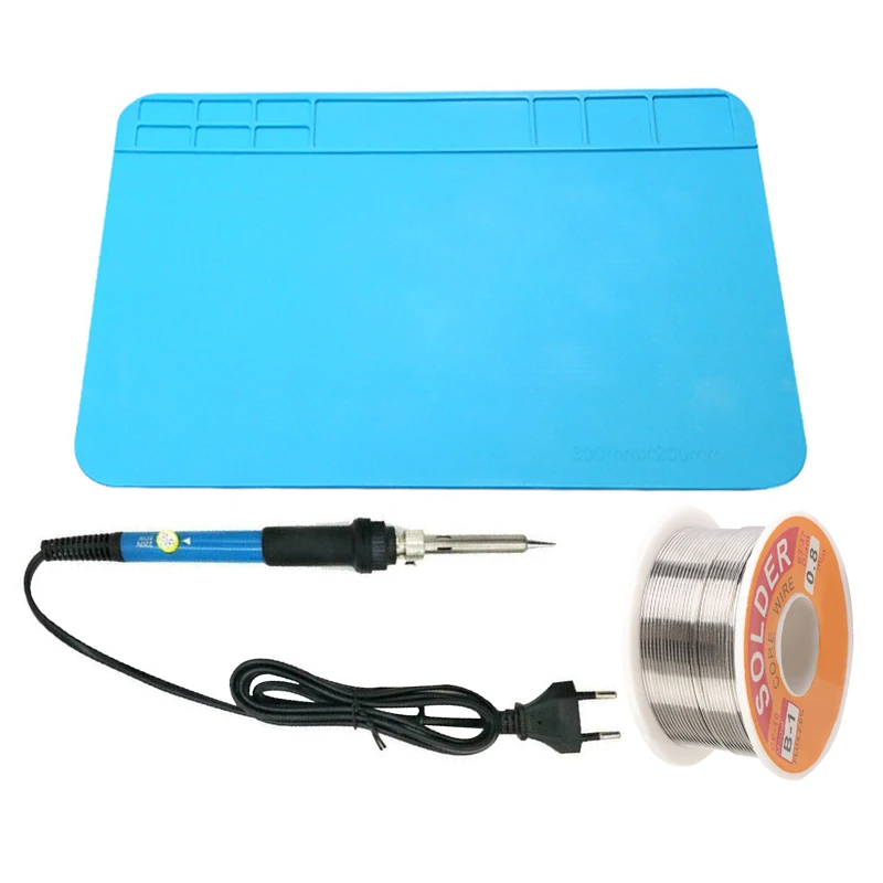 

Electric Soldering Tools Kit Adjustable Temperature Soldering Iron Rosin Core Solder Tin Wire Soldering Station Mat Set