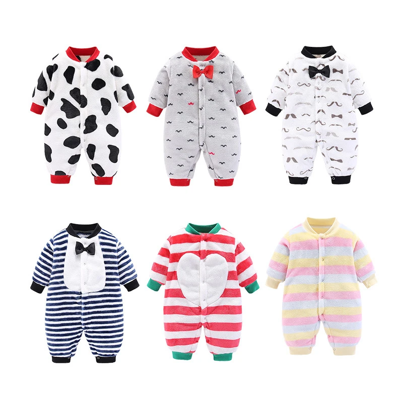 

Autumn/Winter Baby Romper New Born Baby Thick Baby Girls Long-Sleeve Fleece Jumpsuit Warm Clothes For Little Kids