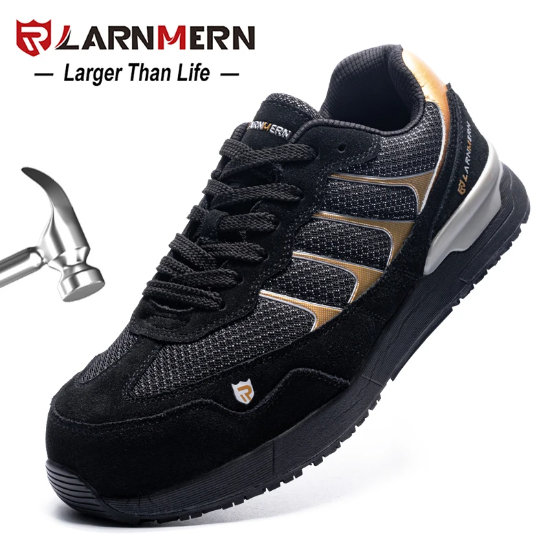 LARNMERN Men's Safety Shoes Work Shoe Steel Toe Comfortable Lightweight Breathable Anti-smashing Anti-puncture Construction Shoe