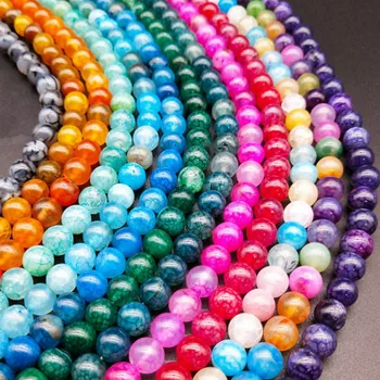 

Natural stone Round shape loose beads Colorful dragon agate string bead For jewelry making DIY bracelet necklace accessories
