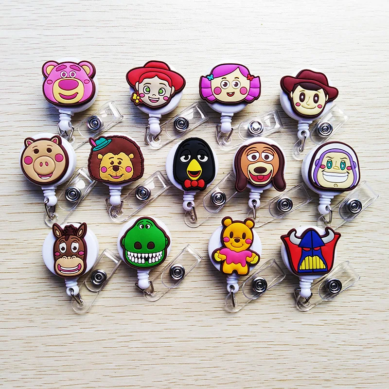 

13 pcs/lot New design Cartoon Animal Retractable Pull Badge Reel ID Name Tag Card Nurse Badge Holder 2019 lovely Kids Reels