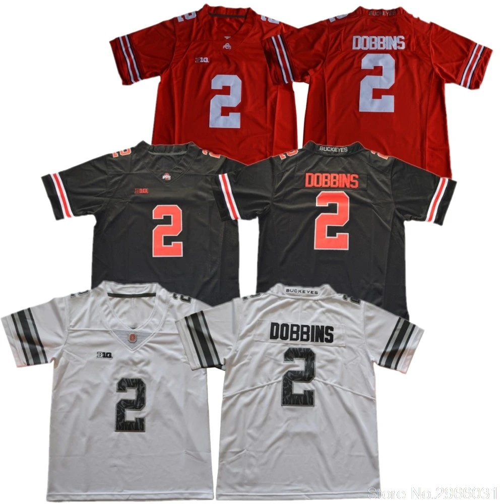 Ohio State Buckeyes 2 JK Dobbins college Jersey-белый красный черный сшитый Размер S-3XL