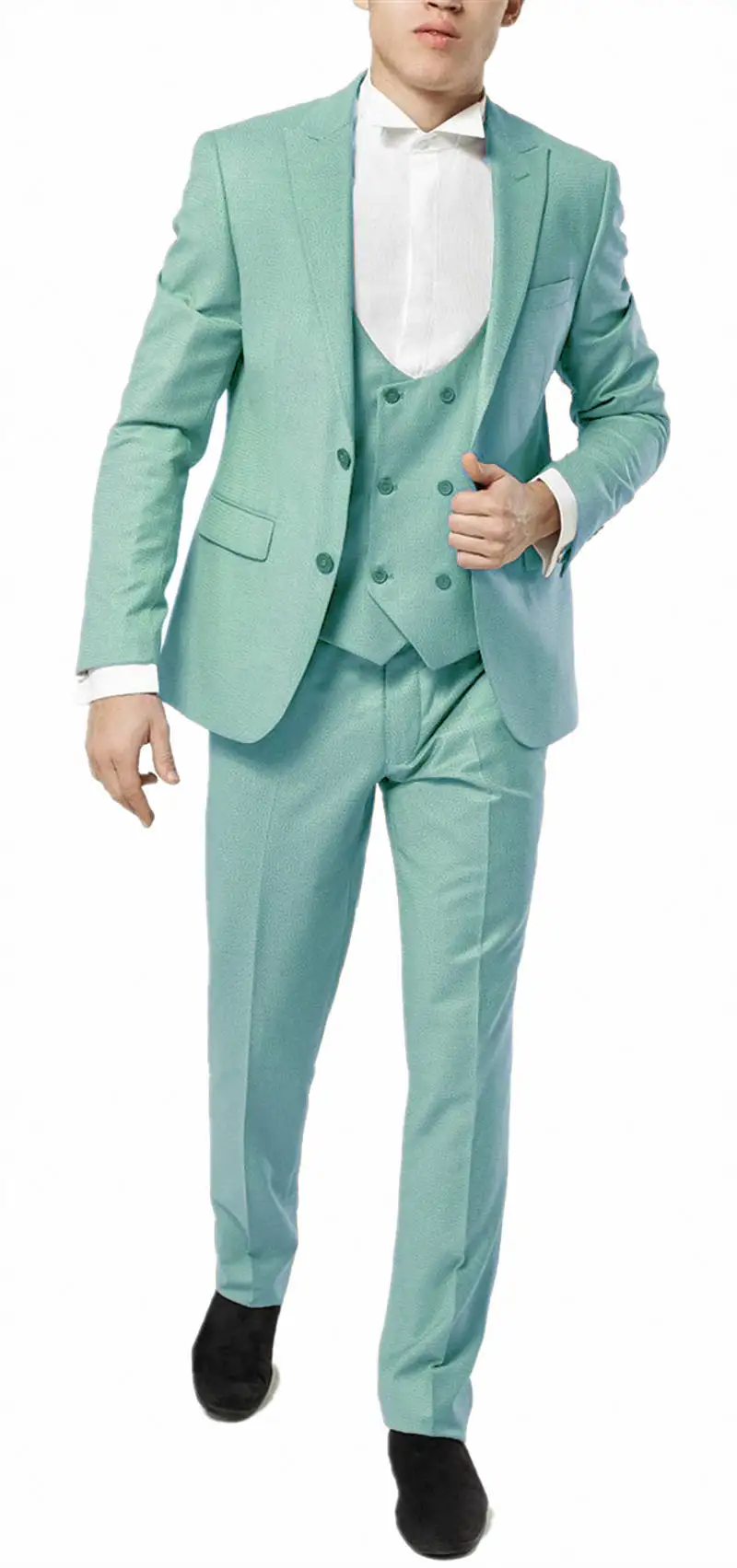 Костюм-смокинг с отворотом из трех предметов для мужчин, стильный свадебный костюм жениха, Блейзер, пиджак, жилет, брюки, комплект для ужина, деловой стиль