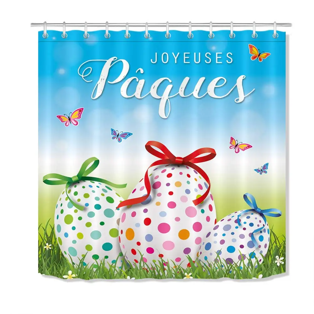 

Bathroom Accessories. Shower Curtain: Waterproof and Easy to Clean. Rich Patterns. Give 12 Hooks.Happy Easter.