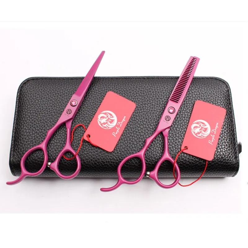 

Фиолетовый дракон 5,5 дюймов 6,0 дюйма Левая рука ножницы для волос на плоской подошве с перфорацией; Зубы резки тонкого