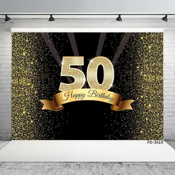 

Happy 50th 40 30 25 18 Birthday Party Background Props Gold Polka Dot Sequins Poster Photography Backdrop Photocall Photo Studio