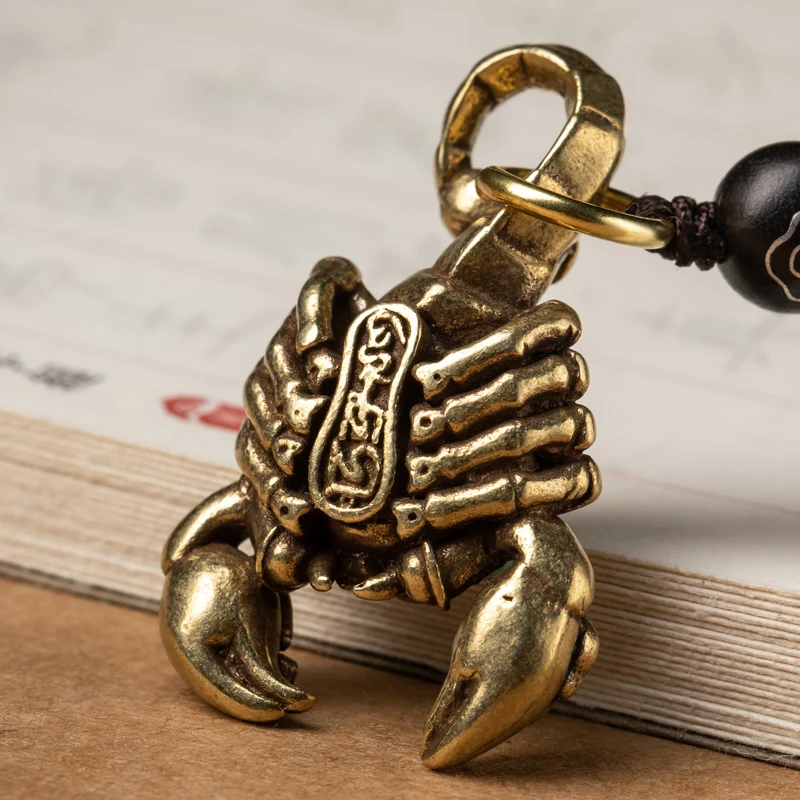 Brass Scorpion Car Keychain Pendants  Woven Lanyard Rope Motorcycle Key Ring 