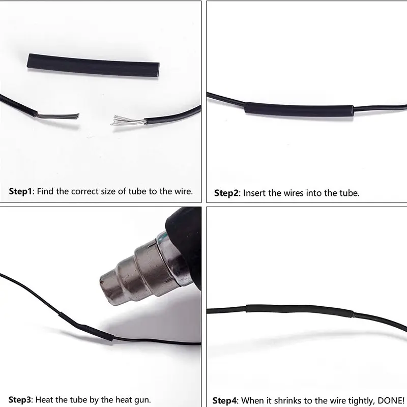 Heat Shrink Tubing 270Pcs 3:1 Shrink Ratio Dual Wall Adhesive Lined 6 Size: 3/8",1/4",3/16",1/8",3/32",1/16" 2 Color KIT