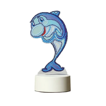 

Dolphin Bedside Night Light USB Interface Light DIY Point Diamond Diamond Painting Children Cartoon Lighting