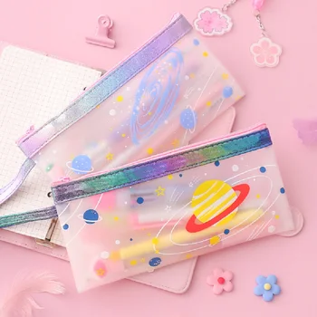 

1 Pcs Waterproof Pencil Bag Creative Pattern Transparent Stationery Storage Office School Supplies Pencil Bags