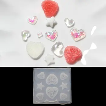 

Sugar Star Heart Soft Candy Pendant Mold Gummy Candy Hairpin Slilcone Resin Mold X7YC