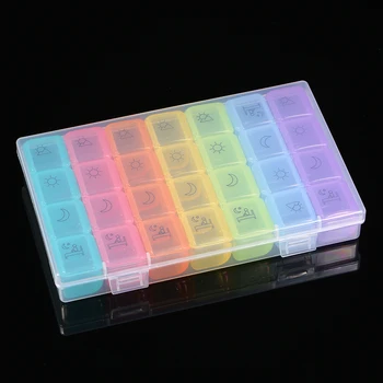 

New 28 Compartment Storage Box Portable Adjustable Plasticical Box Weekly Prescription and Medication Storage Box Display Box