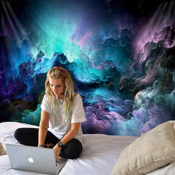 

Psychedelic Bohemian Mandala Printed Polyester Tapestry Wall Hanging For Decorate Home Living Room Bedroom Office Tapestry