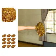

Useful Cheerlead Ball Dynamic Golden Adorable Team Spirits Hand Flower Ball Cheerlead Pom Dance Pom Pom 12Pcs/Set