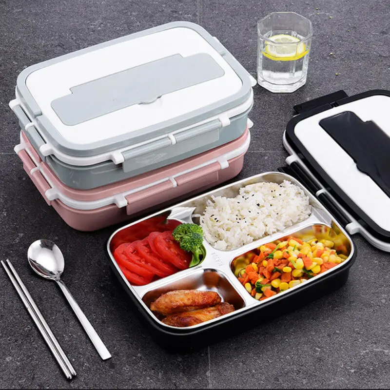 Bento Box студенческий Термоизолированный Ланч-бокс герметичный разделенный пищевой контейнер из нержавеющей стали