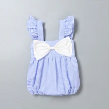 Flofallzique/клетчатые хлопковые детские комбинезоны для девочек с бантиками, регулируемыми бретельками, пряжками и рукавами-лепестками, От 0 до 3 лет
