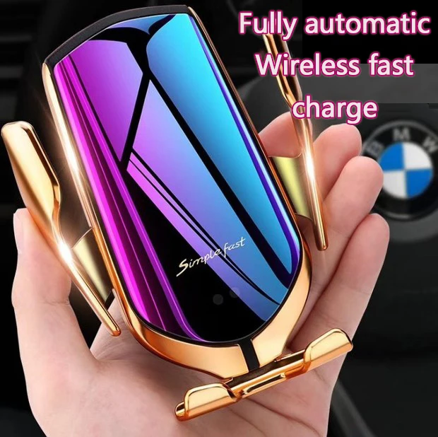 Быстрая зарядка 10 Вт беспроводное автомобильное зарядное устройство R1 автоматическое зажимное крепление держателя телефона в автомобиле Беспроводное зарядное устройство для iPhone huawei samsung