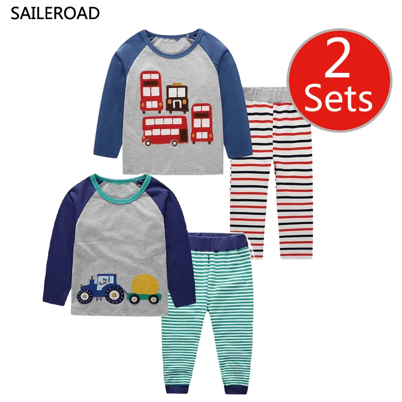 8012.8140 SAILEROAD/комплект из 2 предметов, хлопковый комплект одежды с длинными рукавами, весенне-осенний детский пижамный комплект, комплект одежды для маленьких девочек и мальчиков, полосатая одежда для девочек - Цвет: 8012.8140