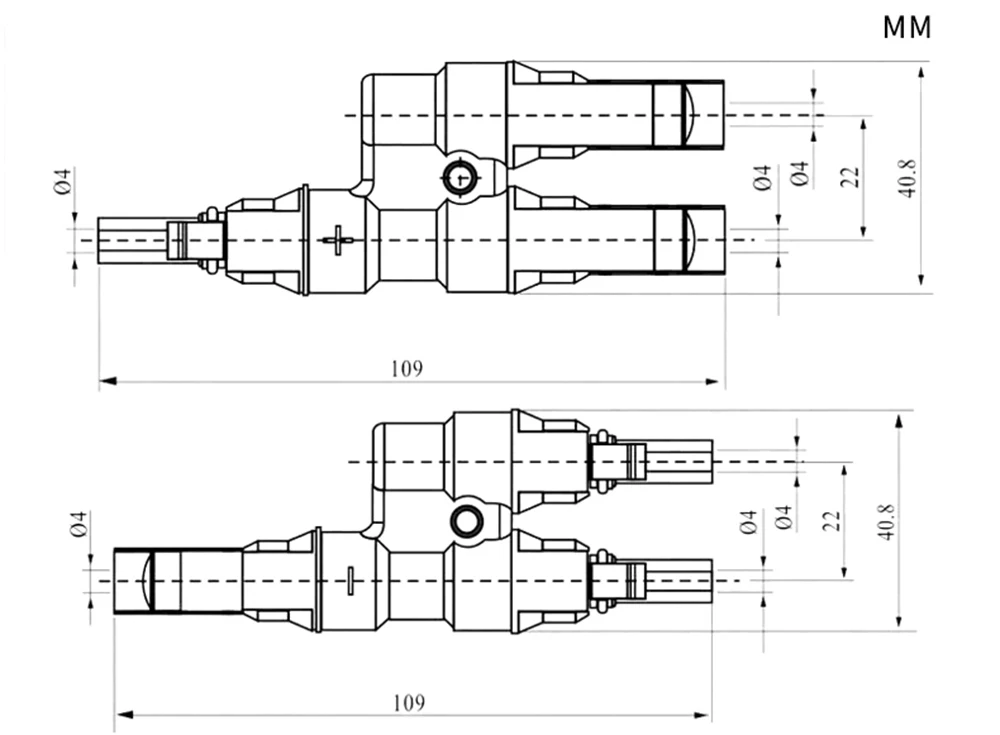 Description Picture 2 of item1Pair 2 to 1 Solar PV Panel Connector T Type parallel connection Plug waterprrof connector Branch Parallel for Solar system use