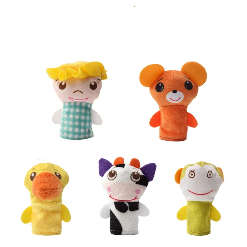 Family Cartoon Animal Finger Puppet Baby Plush Toys Finger Toys Educational Hand Toy Story Kids Toy Finger Toy Finger Doll