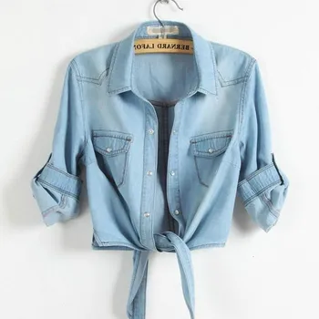 

2019 New Women Jeans Coat Feminine Jackets Women Jacket 3 / 4 Sleeve Female Autumn Coat Denim Jackets For Ladies Streetwear