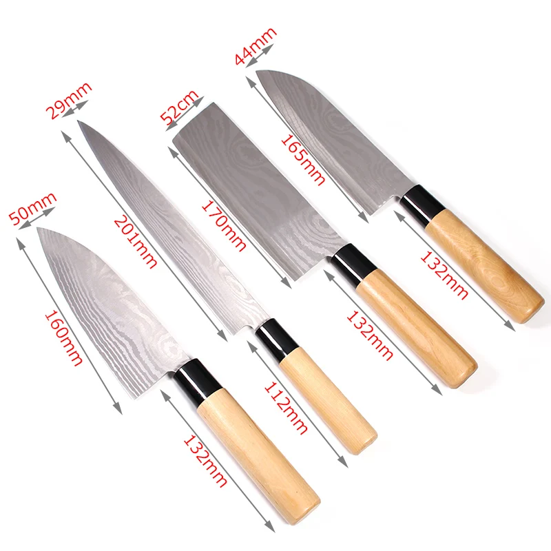 Японский кухонный нож шеф повара суши и сашими набор из 4 шт.|chef knife set|sushi setknife set |