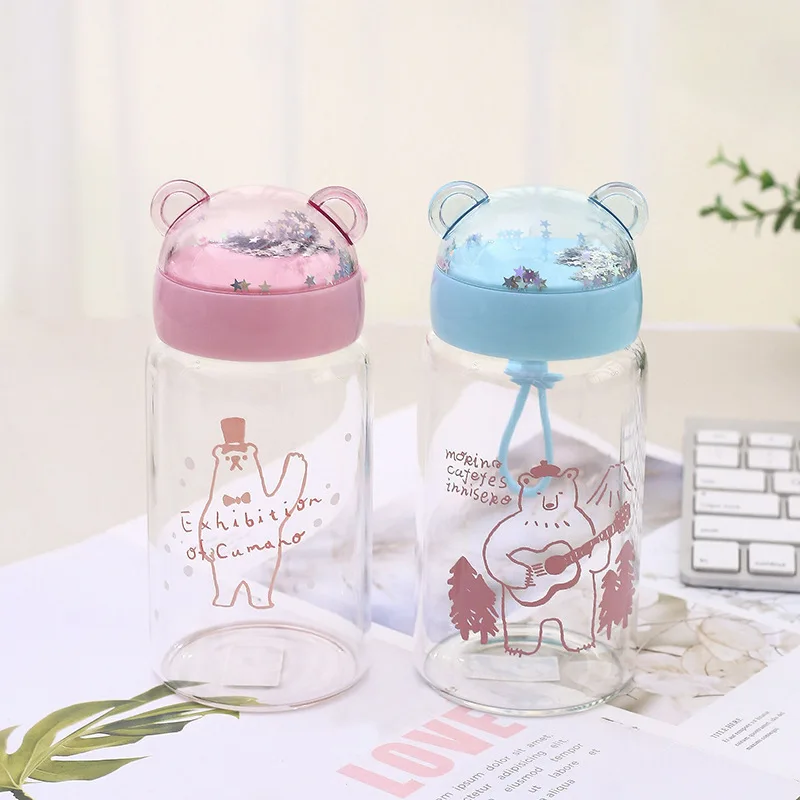 

Creative Cartoon Glass Cute Bear Water Cup Personality Cup Glass Material