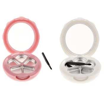 

Empty Eyeshadow Containers with 5 Grids Palettes Powder Eyeshadow Blush Lip Case with Lip Brushes and Mirror DIY Cosmetic