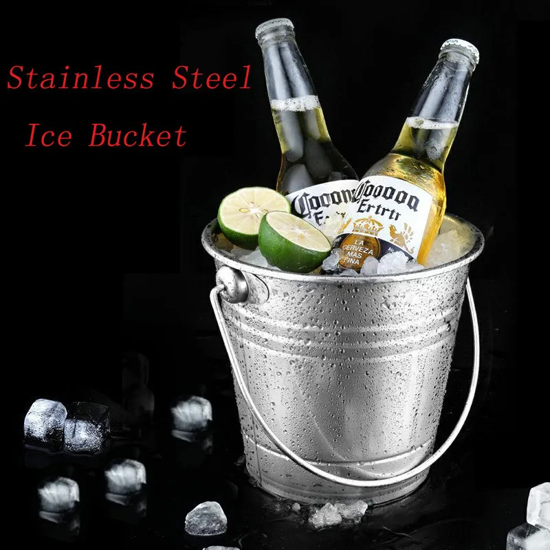Portable Stainless Steel Ice Bucket Champagne Whiskey Wine Beer Cooler