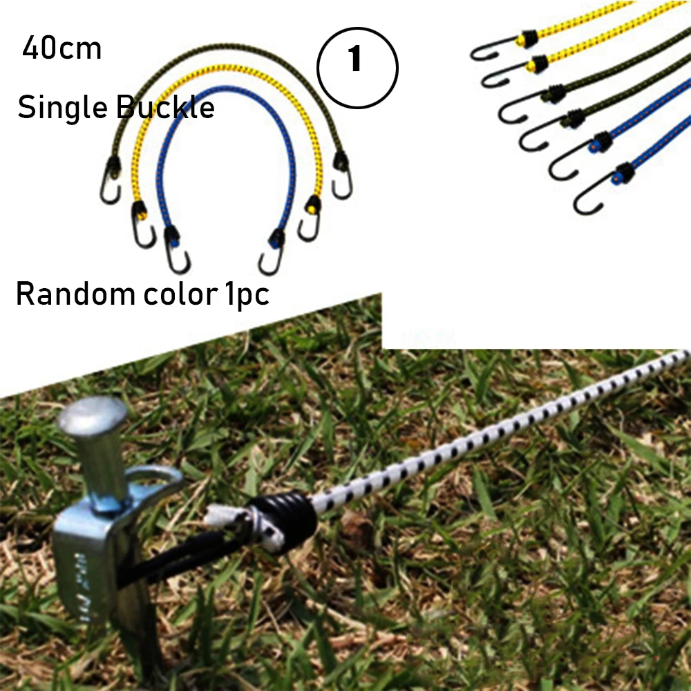 40/60/120 см на открытом воздухе связывающаяся в узел Веревка Эластичный палатки браслет с металлической пряжкой высокая эластичная веревка для кемпинга мешочек для багажа крючки - Цвет: 40cm-Random Color