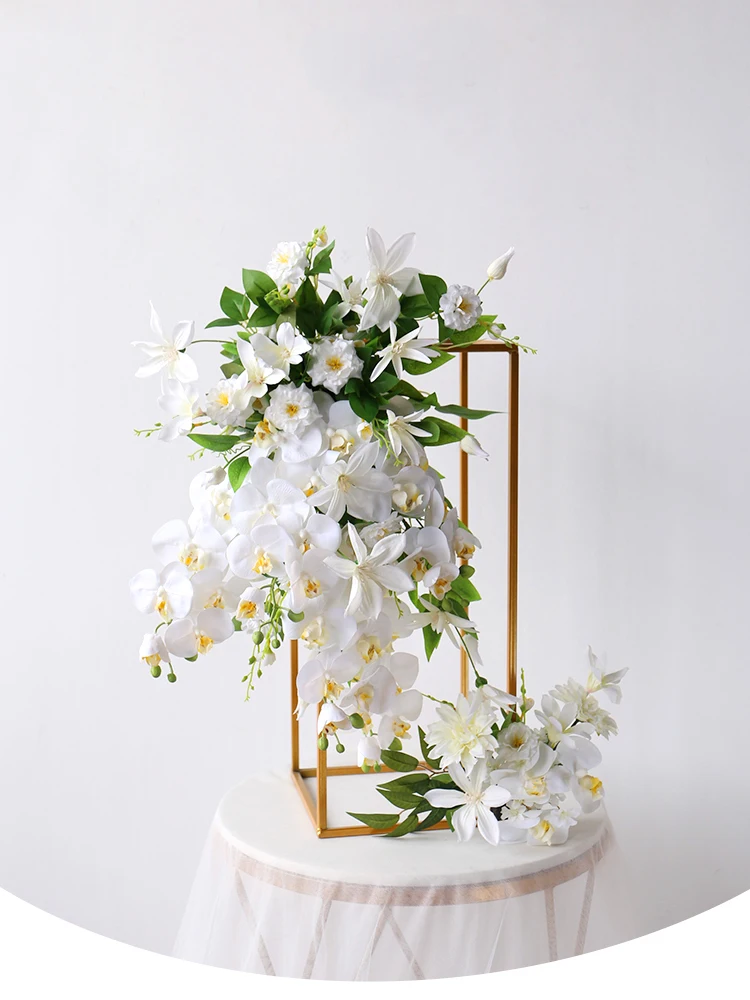 JAROWN 흰 나비 난초 꽃 벽 매달려 인공 가짜 꽃 웨딩 테이블 센터 피스 장식 홈 장식품 사용자 정의 (5)