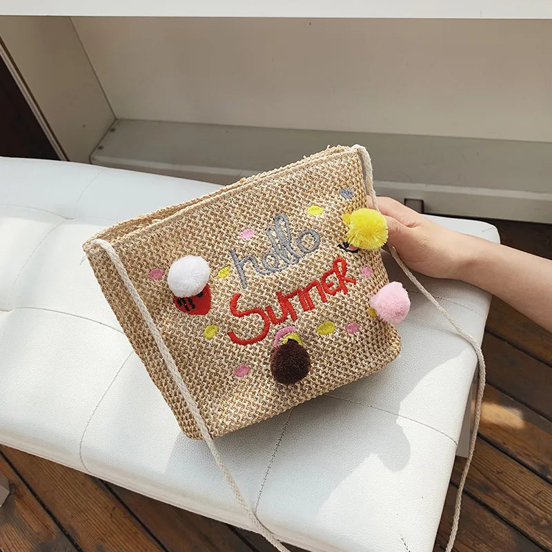 

Summer Small Bag Women's 2020 New Style MORI Series GIRL'S Holiday Weaving Straw Bag Cute Embroidered Rattan Shoulder Bag