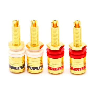 

HiFi 4pcs High quality Brass gold plated Binding post 4mm Banana plug terminal for audio speaker amplifier