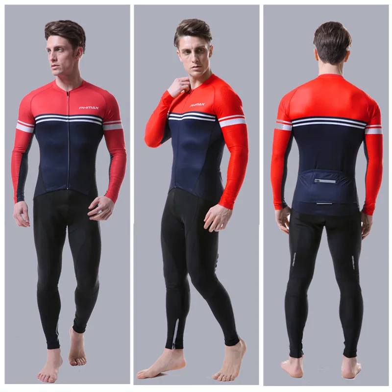 PHMAX с длинным рукавом Велоспорт Джерси набор весна MTB велосипед одежда Ropa Майо гоночный велосипед одежда Велоспорт Комплект