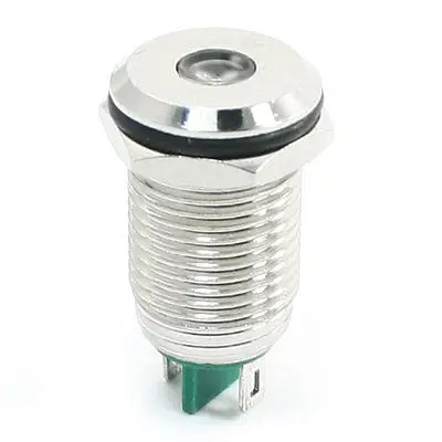 

DC 12V 12mm Thread Mounted Metal Green LED Indicator Light Signal Lamp