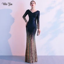 Wei yin AE0236 стиль вечернее платье с длинным рукавом Элегантный Русалочка Осень Длинные Формальные Вечерние платья Robe De Soiree