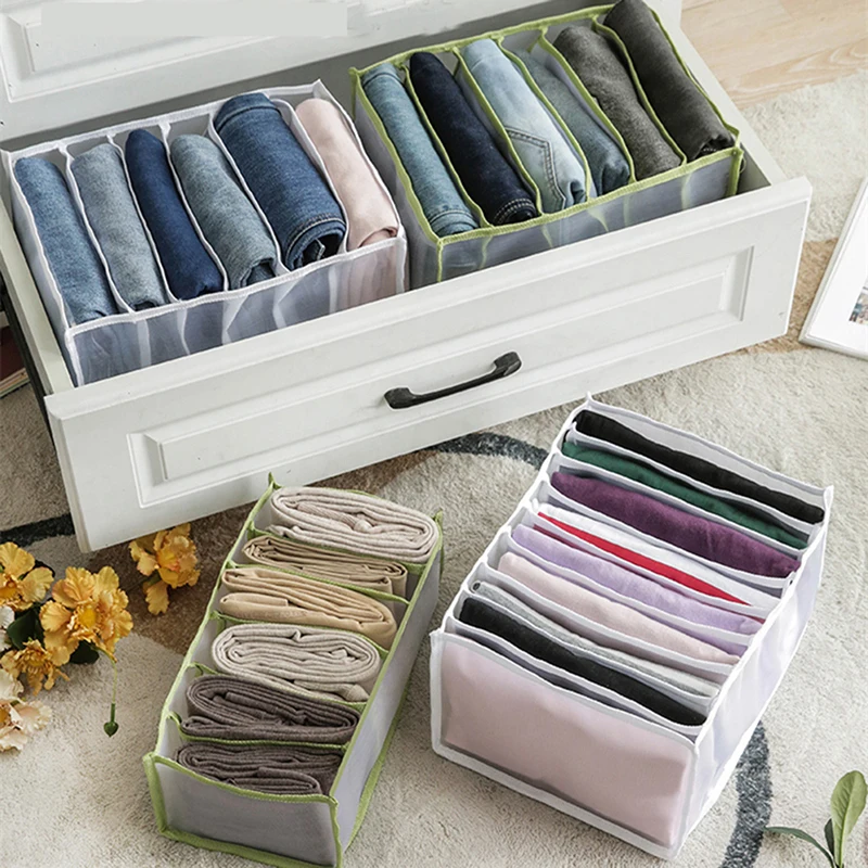 Jeans Compartment Storage Box Closet Clothes Socks Drawer Mesh Partition Box