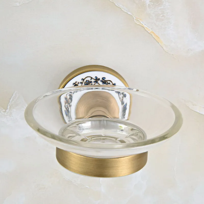 Soap Dish(1) Античный латунный керамический цветочный набор аксессуаров для ванной комнаты, оборудование для ванной, вешалка для полотенец, мыльница, держатель для туалетной бумаги aset030 - Цвет: Soap Dish(1)