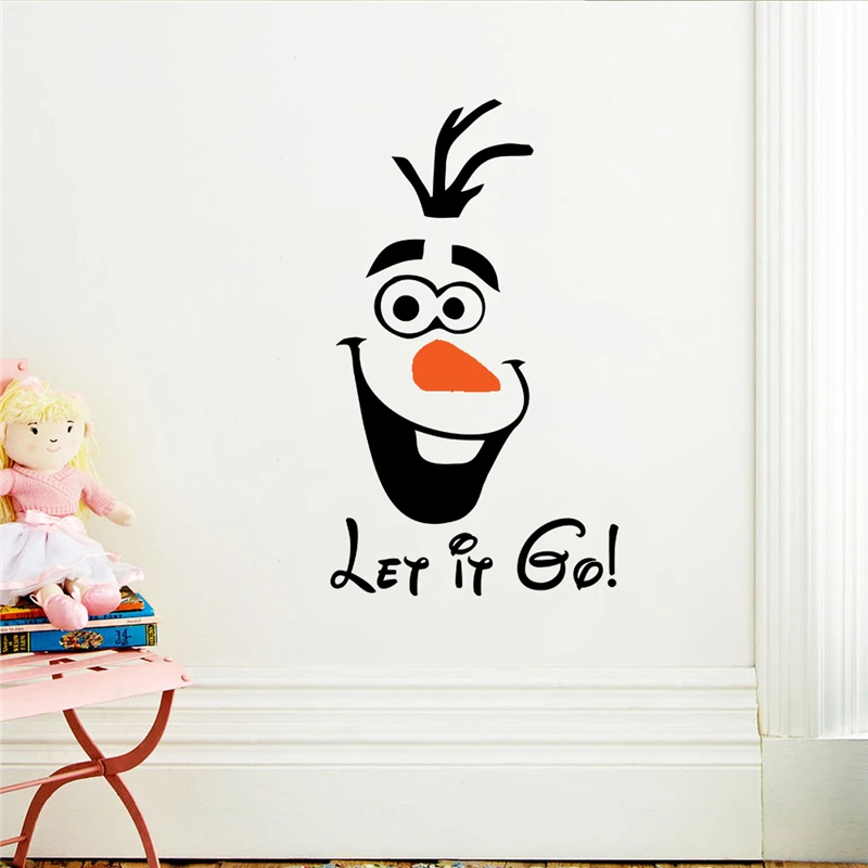 funny snowman olaf let it go wall stickers bedroom window home decor disney frozen wall decals vinyl mural art free shipping images - 6