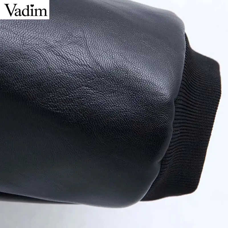 Vadim, женские шикарные однотонные пальто из искусственной кожи, на молнии, с карманами, куртка с длинными рукавами, женская верхняя одежда, стильные топы, mujer CA592