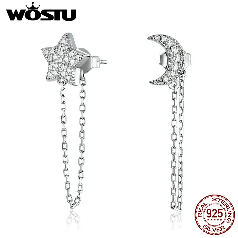 Женские серьги-подвески WOSTU Длинная кисточка из стерлингового серебра 925 пробы с