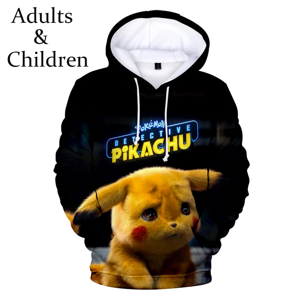 Autumn Pokemon Detective Pikachu 3D Hoodies Sweatshirts Men Women Fashion Hip Hop Kids Hoodies Sweatshirts 3D boys girls Hoodie