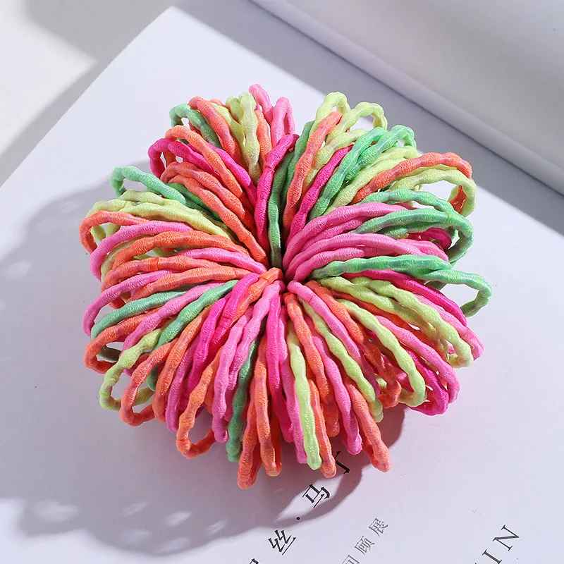 mix colors 10 New 100PCS/Lot Girls Candy Colors Nylon 3CM Rubber Bands Children Safe Elastic Hair Bands Ponytail Holder Kids Hair Accessories - Цвет: mix colors 10