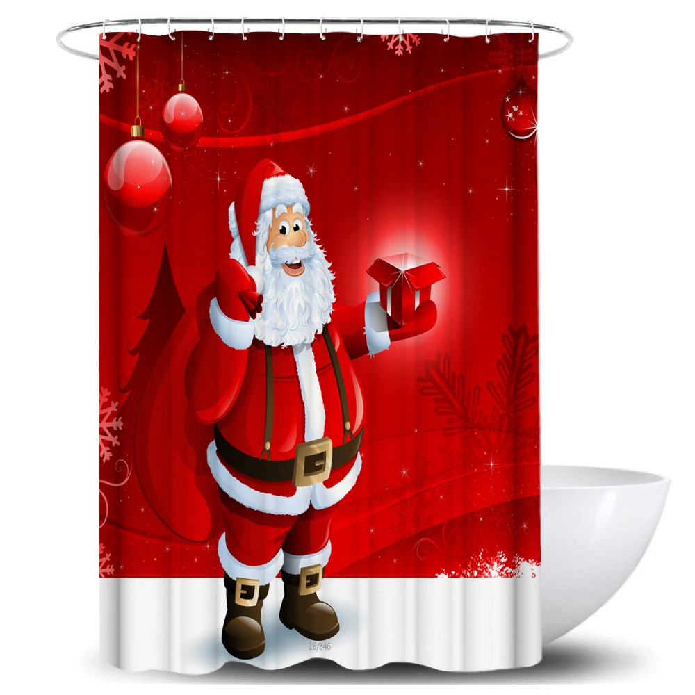 Merry Christmas, наборы для ванной, Санта Клаус, снеговик, водонепроницаемый, полиэстер, 180*180 см, занавеска для душа, коврик для ванной, крышка для унитаза, набор - Цвет: H Shower Curtain