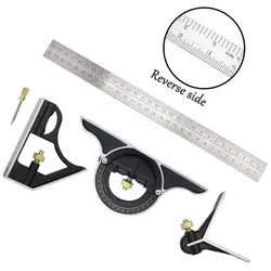 Règle universelle réglable 3 en 1, 300mm, outils de mesure multi combinaisons, Angle de rapporteur droit Ru R1r3 