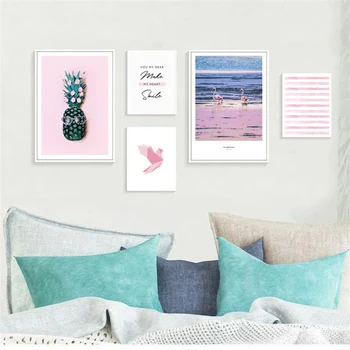 

Nordic Pink Pineapple Prints And Posters Minimalist Canvas Painting Wall Picture For Living Room Bedroom Decor