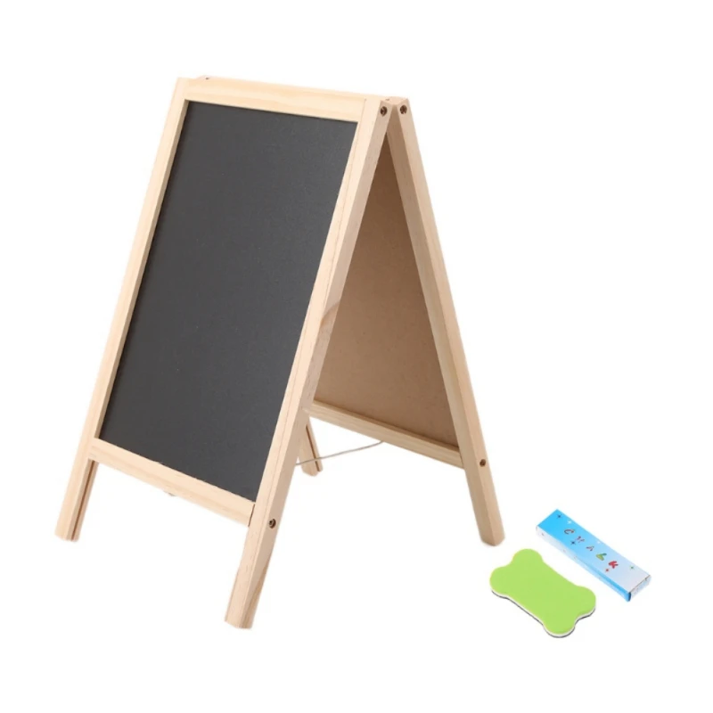 25*40cm Double-sided Foldable Easel Wooden Writing Board Blackboard Drawing Magnetic Message Decoration | Дом и сад