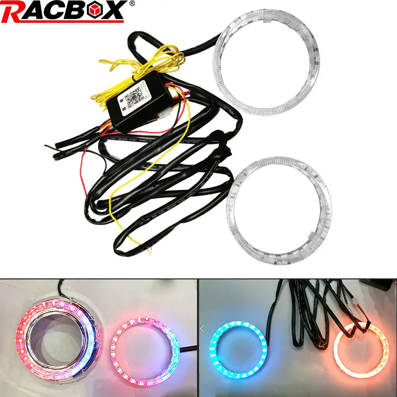 

Racbox 3.0 inch Projector Lens RGB Angel eyes cover Mobile Phone APP Remote Control Auto Car Head Light Retrofit Car styling