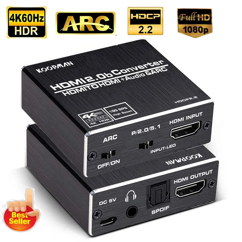 4K HDMI 2 0 аудио экстрактор 5 1 ARC сплиттер в оптический TOSLINK SPDIF|Кабели HDMI| |